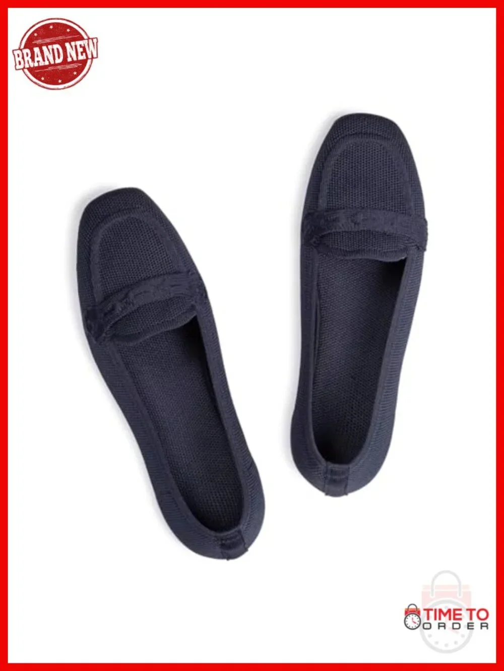 Stretchy Knit Loafer Flats Square Toe Comfort Casual Work Driving Shoes